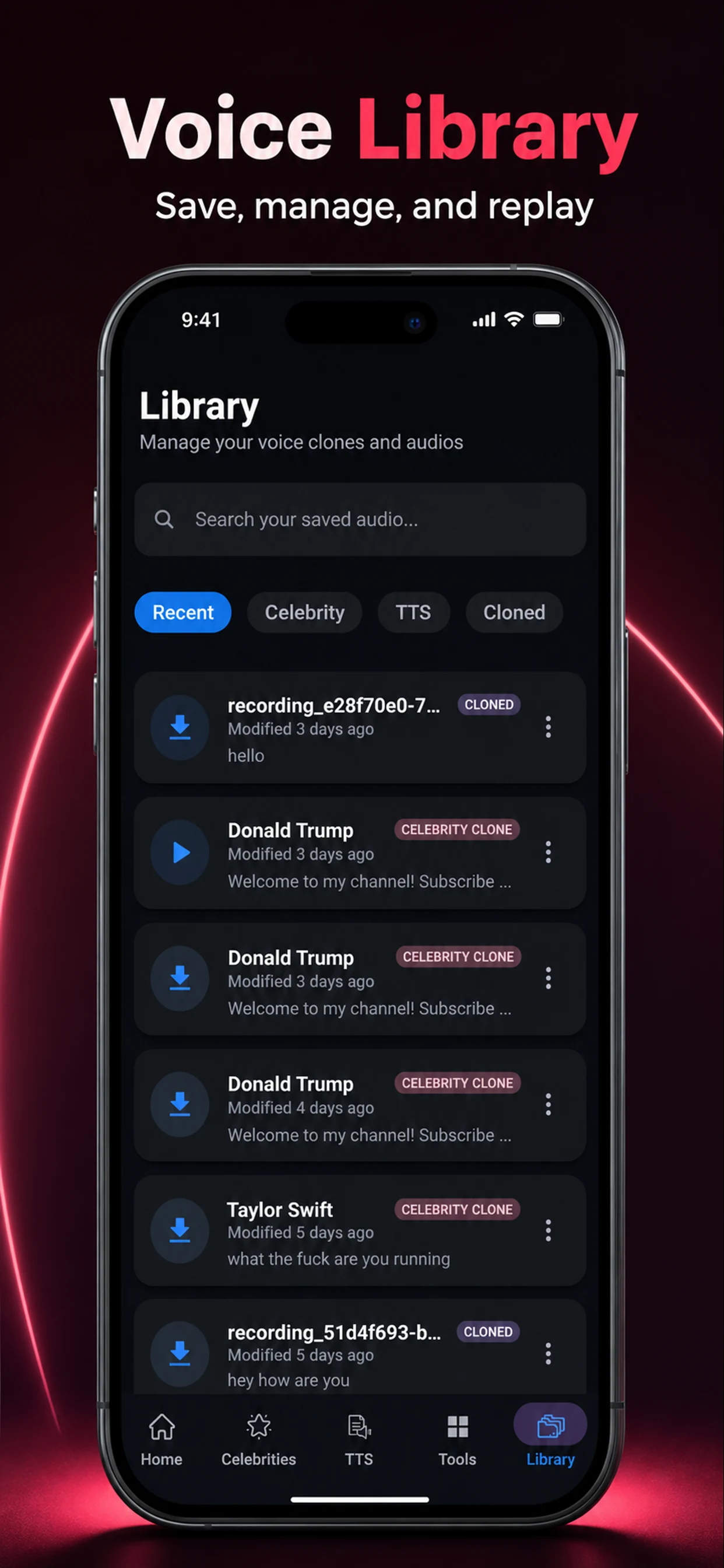 Fish Labs : AI Audio Clone TTS screenshot